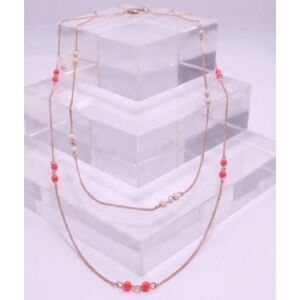 Lee Angel Women's Baby Bead Delicate Two Piece Necklace Set NWT 148